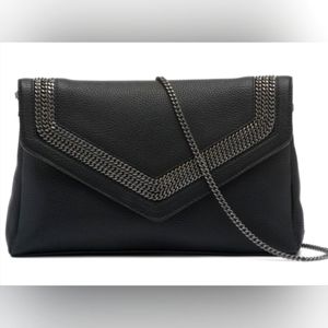 DKNY NWOT Black Leather Convertible Clutch with Dust Bag